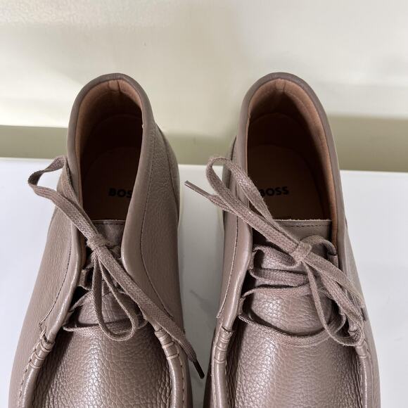 BOSS Chukka Ankle Boots Mens Size 8 EU 41 Brown Leather Moc Toe Lace Up 50536227 - Picture 5 of 10
